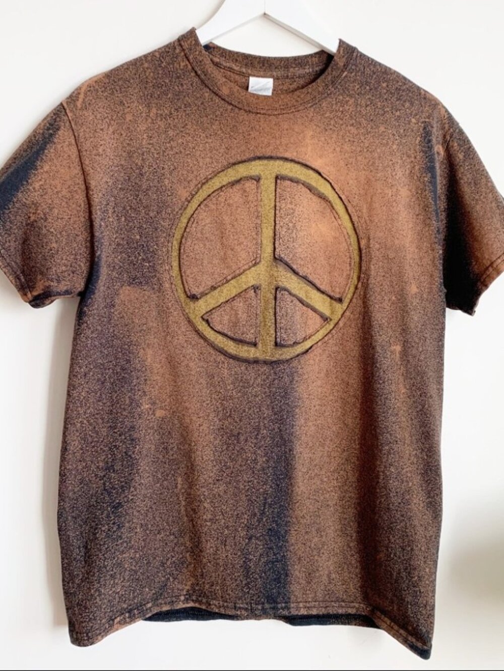 Gildan PEACE Sign Brown Bleached 100% Cotton "Ultra Cotton" T Shirt Unisex